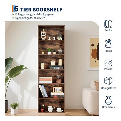 Industrial Bookcase Rustic Wood Bookshelf