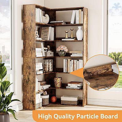 Corner Bookshelf with Baffles L Shaped Book Storage Cabinet