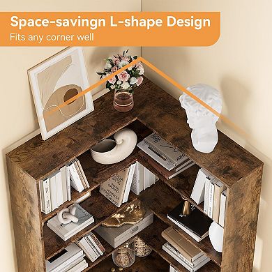 Corner Bookshelf with Baffles L Shaped Book Storage Cabinet