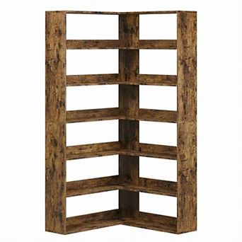 Corner Bookshelf with Baffles L Shaped Book Storage Cabinet