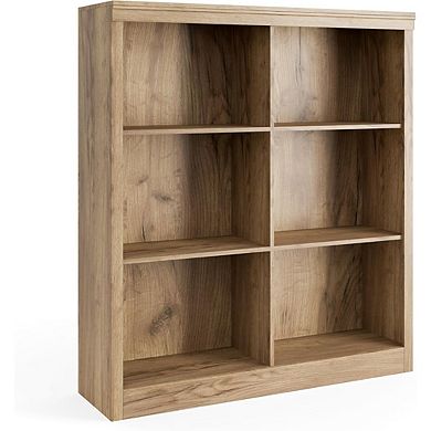 Storage Organizer Shelf Tall Bookcase with Anti-Tip Design Sturdy Wood Shelf