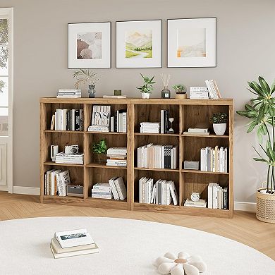 Storage Organizer Shelf Tall Bookcase with Anti-Tip Design Sturdy Wood Shelf