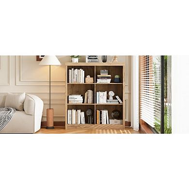 Storage Organizer Shelf Tall Bookcase with Anti-Tip Design Sturdy Wood Shelf