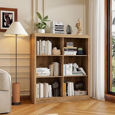 Storage Organizer Shelf Tall Bookcase with Anti-Tip Design Sturdy Wood Shelf