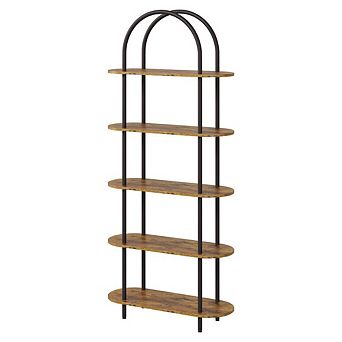 Industrial Bookshelf with Metal Arch Bookcase Open and Adjustable Feet Sturdy Storage Organizer