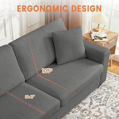 Modern Loveseat Sofa with 2 Soft Cushions & Sturdy Solid Wood Frame