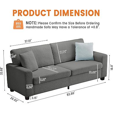 Modern Loveseat Sofa with 2 Soft Cushions & Sturdy Solid Wood Frame