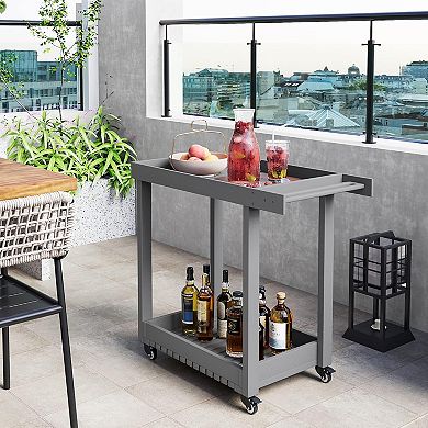 2 Tier 500LBS Heavy Duty Utility Cart - Deep Tub Shelves, Rolling Wheels