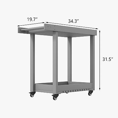 2 Tier 500LBS Heavy Duty Utility Cart - Deep Tub Shelves, Rolling Wheels