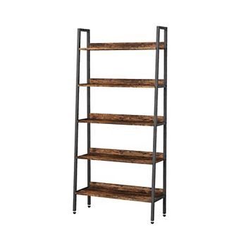 Bookshelf Narrow Home Office Book Shelf Display Rack Rustic Brown Storage Organizer Open Shelves
