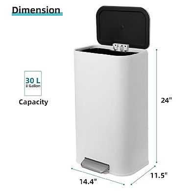 1 Pcs Trash Can, Stainless Steel Kitchen Garbage Bin with Slow-Close Lid