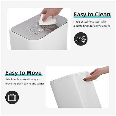 1 Pcs Trash Can, Stainless Steel Kitchen Garbage Bin with Slow-Close Lid