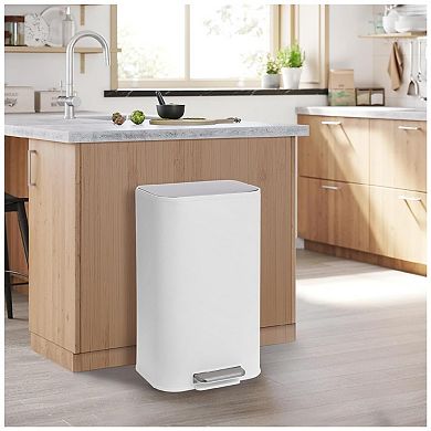 1 Pcs Trash Can, Stainless Steel Kitchen Garbage Bin with Slow-Close Lid