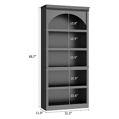 Farmhouse Arched Bookcase Tall Bookshelf Wooden Base Rustic Vintage Book Shelf