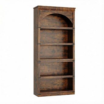 Farmhouse Arched Bookcase Tall Bookshelf Wooden Base Rustic Vintage Book Shelf