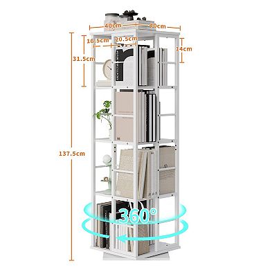 Tall Rotating Bookshelf Tower Corner Shelf Design Industrial Metal Spinning Bookcase
