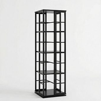 Tall Rotating Bookshelf Tower Corner Shelf Design Industrial Metal Spinning Bookcase