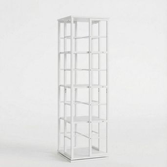 Tall Rotating Bookshelf Tower Corner Shelf Design Industrial Metal Spinning Bookcase