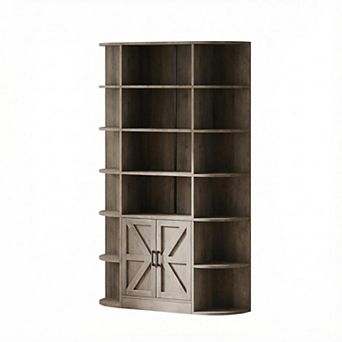 Tall Bookcase Wooden Book Shelf Farmhouse Display Bookshelf Storage Cabinet with Doors