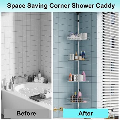 Adjustable Tension Pole Corner Shower Caddy