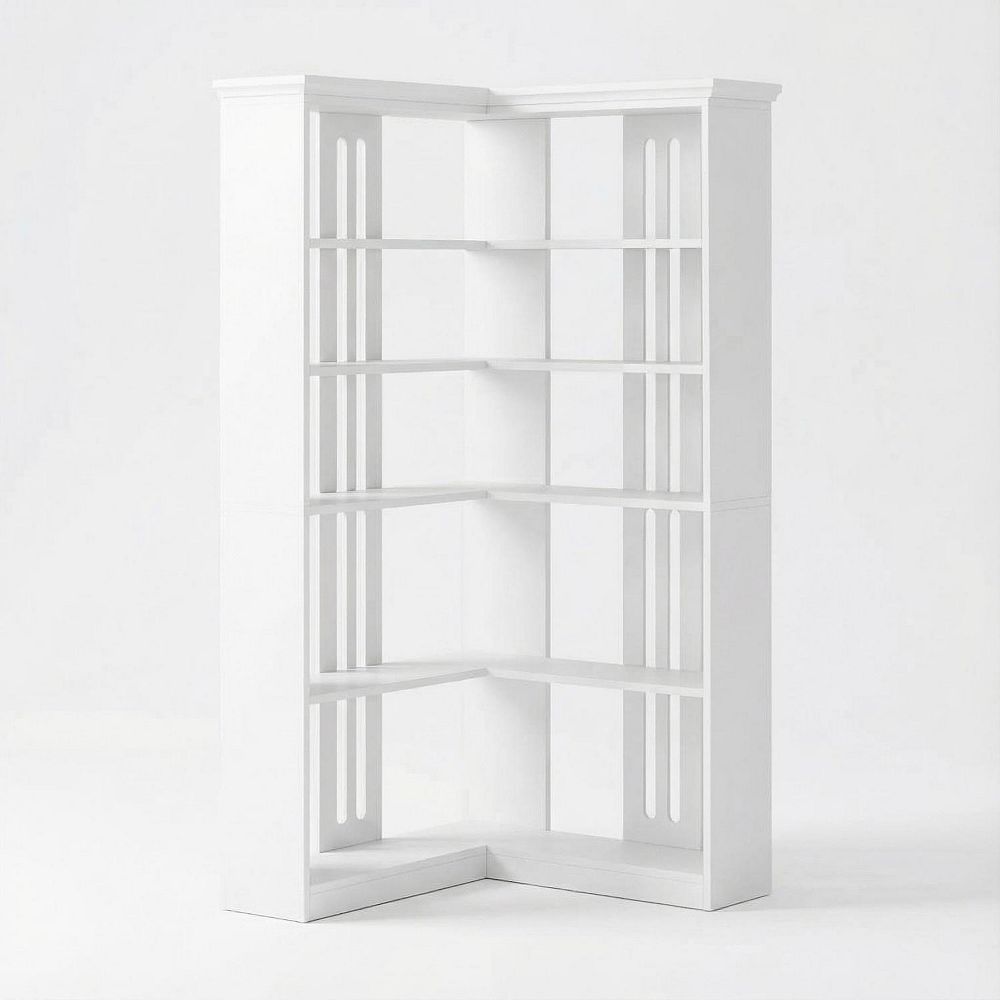 Corner Bookshelf Farmhouse Bookcase L Shaped Storage Display Rack