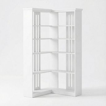 Corner Bookshelf Farmhouse Bookcase L Shaped Storage Display Rack