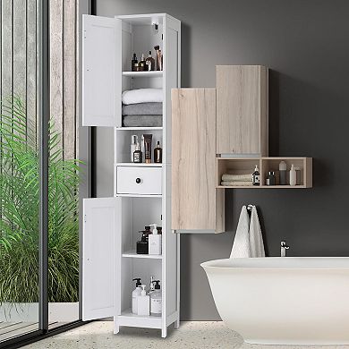 Over Toilet Storage Cabinet Tall Bathroom Cabinet with Drawer Open Shelf