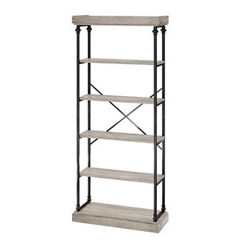 Industrial Style Bookshelf Wooden Bookcase Open Storage Shelf