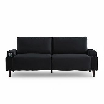 Deep Seat 3-Seater Couch，Modern Sofa with Cup Holders