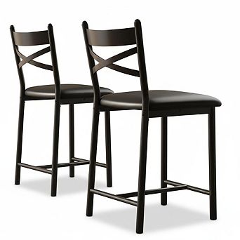 26" Counter Height Stools with Back & Cushion for Kitchen Island Bedroom