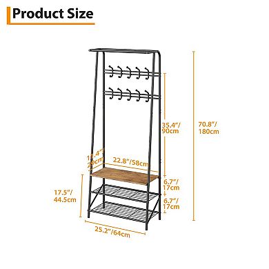 Entryway Hall Tree with Shoe Bench
