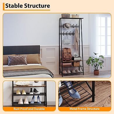 Entryway Hall Tree with Shoe Bench