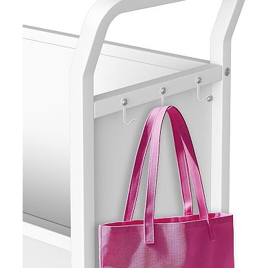 Book Cart with Wheels Heavy Duty Mobile Bookshelf Organizer Single Sided Rolling Library Cart