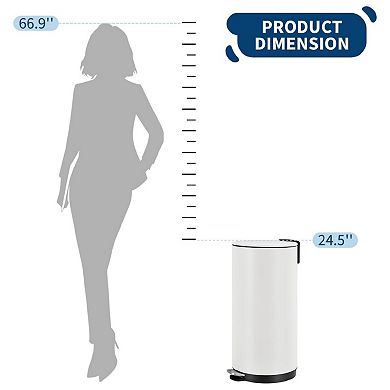 1 Pcs Trash Can with Lid,Stainless Steel Kitchen Trash Can with Removable Inner Bucket