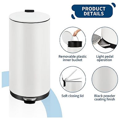 1 Pcs Trash Can with Lid,Stainless Steel Kitchen Trash Can with Removable Inner Bucket