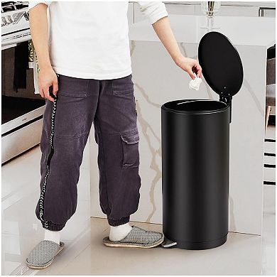 1 Pcs Trash Can with Lid,Stainless Steel Kitchen Trash Can with Removable Inner Bucket