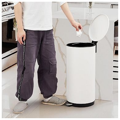 1 Pcs Trash Can with Lid,Stainless Steel Kitchen Trash Can with Removable Inner Bucket