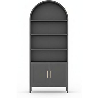 Arched Display Bookshelf with Adjustable Shelves Kitchen Pantry Cabinet Easy Assembly