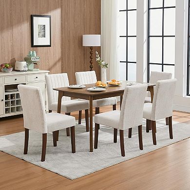 Modern Parsons Dining Chairs, High Back Upholstered Linen Chairs for Kitchen Dining Room Cafe