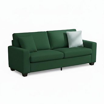 Modern Loveseat Sofa with 2 Soft Cushions & Sturdy Solid Wood Frame