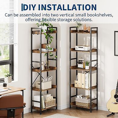 Triple Bookshelf Display Book Shelf Wide Bookcase Rustic Wooden Shelving Unit Adds Character