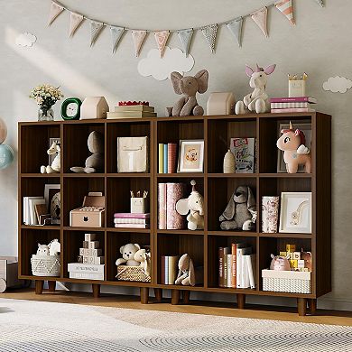 Bookshelf Storage Organizer Shelf Freestanding Open Bookcase Display Cabinet Organizer with Base