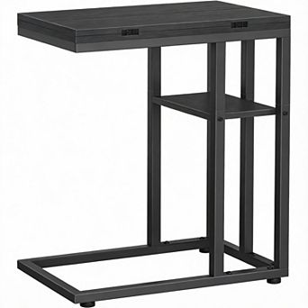 Foldable C Table Rustic with Shelf 16x10x24in