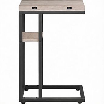 Foldable C Table Rustic with Shelf 16x10x24in