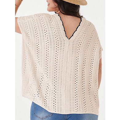 Women's Plus Size Half Sleeve Lightweight Solid Open Front Cardigan Sweater