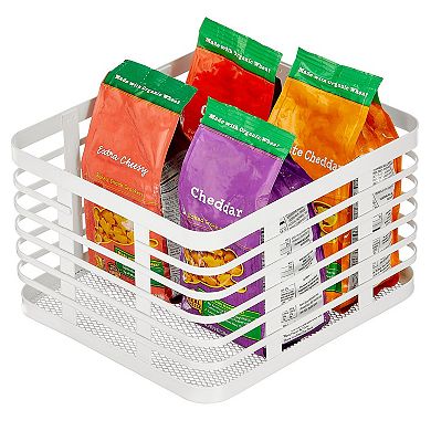 Metal Pantry Basket with Handles - Set of 2, Matte White