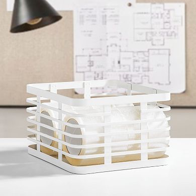 Metal Pantry Basket with Handles - Set of 2, Matte White