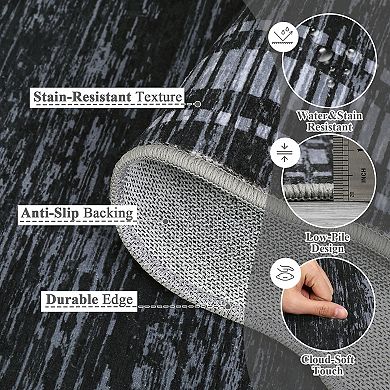 Solid Color Flounce Machine Washable Non Slip Area Rug for Home Decor