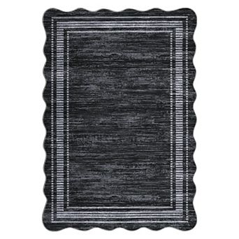 Solid Color Flounce Machine Washable Non Slip Area Rug for Home Decor