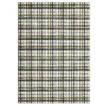 Machine Washable Modern Grid Area Rug Non Slip Bordered Carpet for Living Room Bedroom